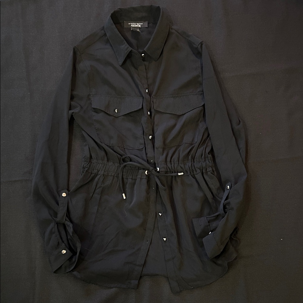 Streetwear Society Black Button-Up Blouse